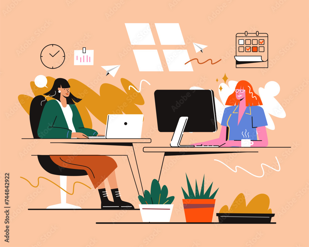 Work Office Illustration Set Work Office Illustration Set