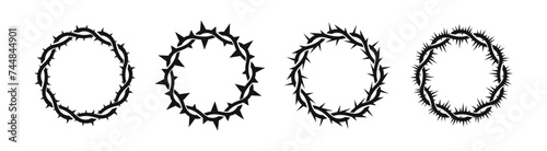 Crown of thorns silhouettes. Crown of thorns vector icons.