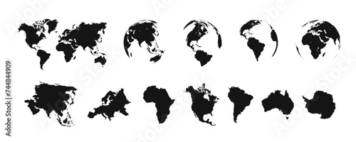 World map illustration. World continents. #744844909