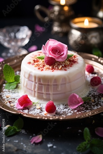 lychee rose panna cotta; dessert photography; best for banners, flyers, and posters