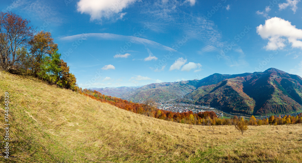 Fototapeta premium Autumn Carpathian mountain, Rakhiv, Ukraine