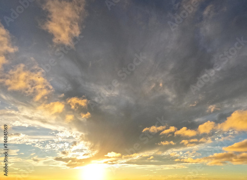 Fototapeta Naklejka Na Ścianę i Meble -  clouds and sun. clouds in the sky. sunset sky with clouds.