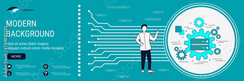 Digital technology banner vector design template. Database management system, remote server control concept
