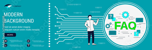 Digital technology banner vector design template. FAQ, user guide concept