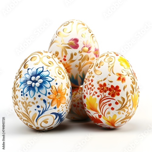 Wallpaper Mural Easter eggs decorated with vintage ornaments and Floral Detail . isolated on white background Torontodigital.ca