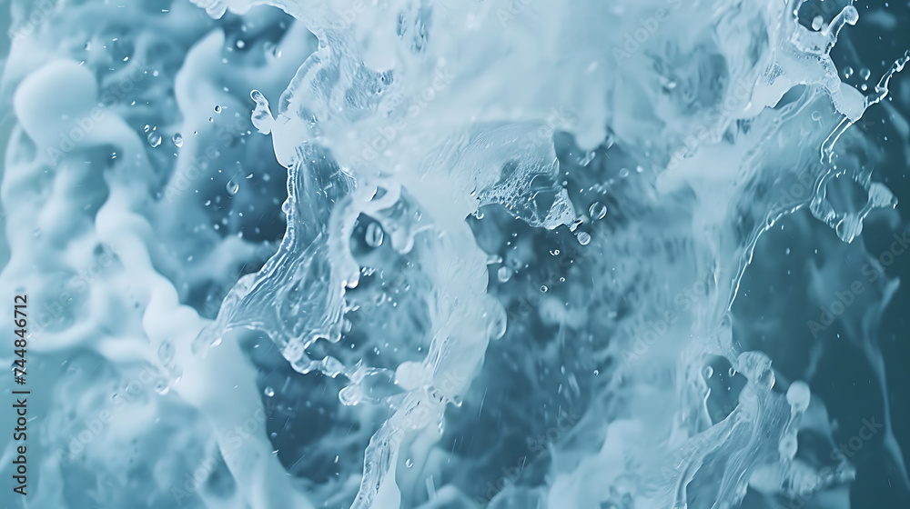 a blurred section in the center, surrounded by clear visuals of water splashing or swirling