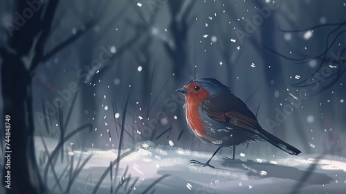 birds in the snow, generative ai © irvan