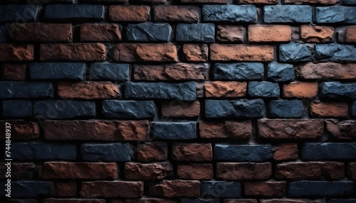 Dark, red, grey and blue hardstone and obsidian stone bricks brickwall texture photo