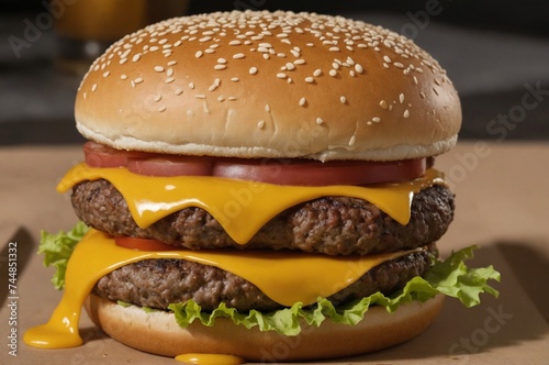 Classic cheeseburger with all the fixings close-up