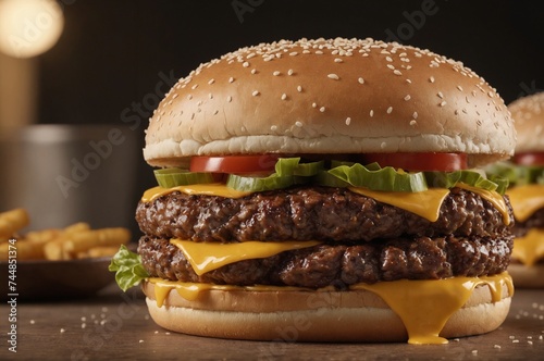 Photo of a juicy and tasty hamburger