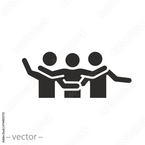 community compassion icon, solidarity, friendship or support in problem, social equality, flat symbol - vector illustration