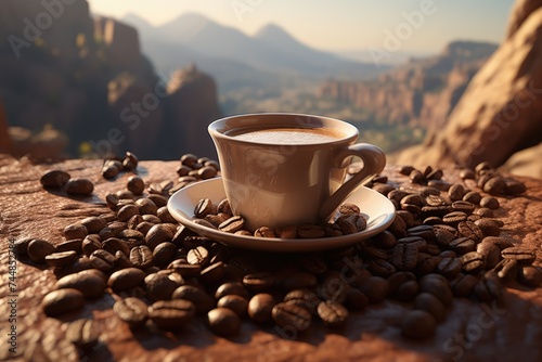 Coffee. aroma-filled mornings with a cup of rich brew: indulging in the comforting warmth, flavor, and culture of coffee, an essential daily ritual for enthusiasts worldwide. photo