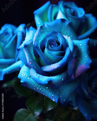 Beautiful perfect iridescent blue and turquoise roses
