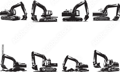 Excavator Silhouettes EPS Excavator Vector Escavator Clipart	
