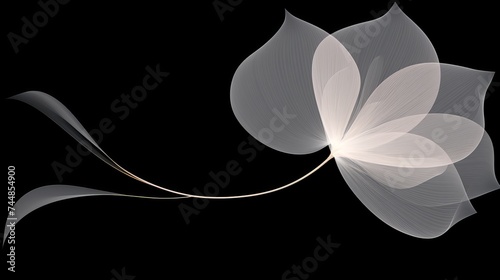 A beautiful minimalist translucent white flower on a black background