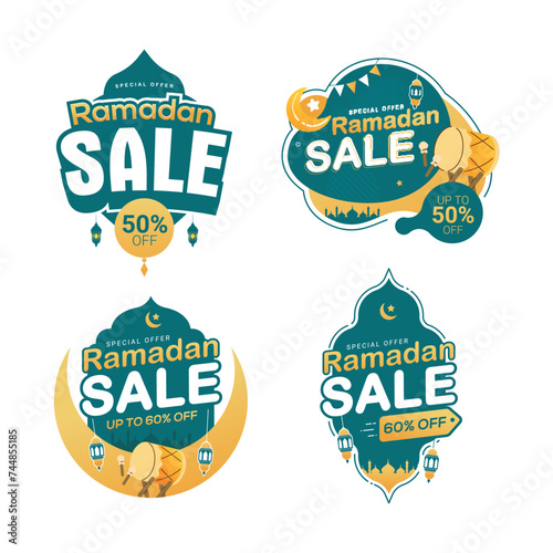 Ramadan sale label badge template design for discount promotion