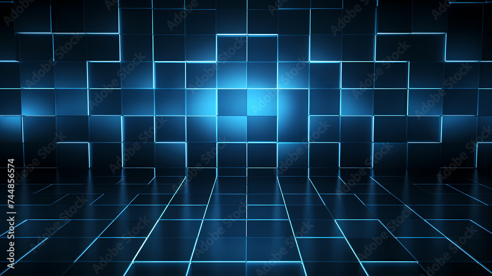 Obraz premium Cyberspace grid background, blockchain and abstract technology background
