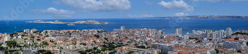 Beautiful panoramic view of the city of Marseille. Marseille is the second largest city of France, capital of the Provence-Alpes-Cote d'Azur region. MARSEILLE, FRANCE.