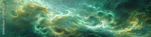 Swirling Green and Yellow Nebula Texture