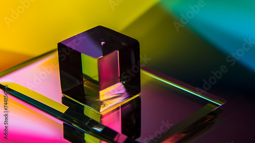 3d rendered abstract solid glass cube