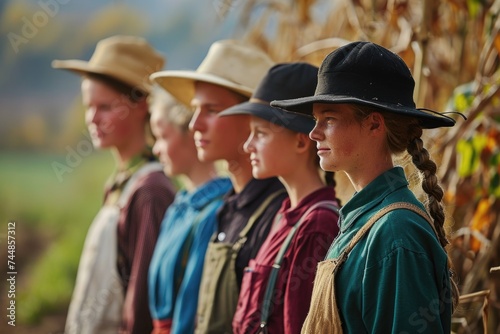 Portrayal of Amish people, traditional lifestyle, close bonds of community, rural simplicity, values of cultural richness, traditions of close-knit family friendly living group. village Country life. © Ruslan Batiuk