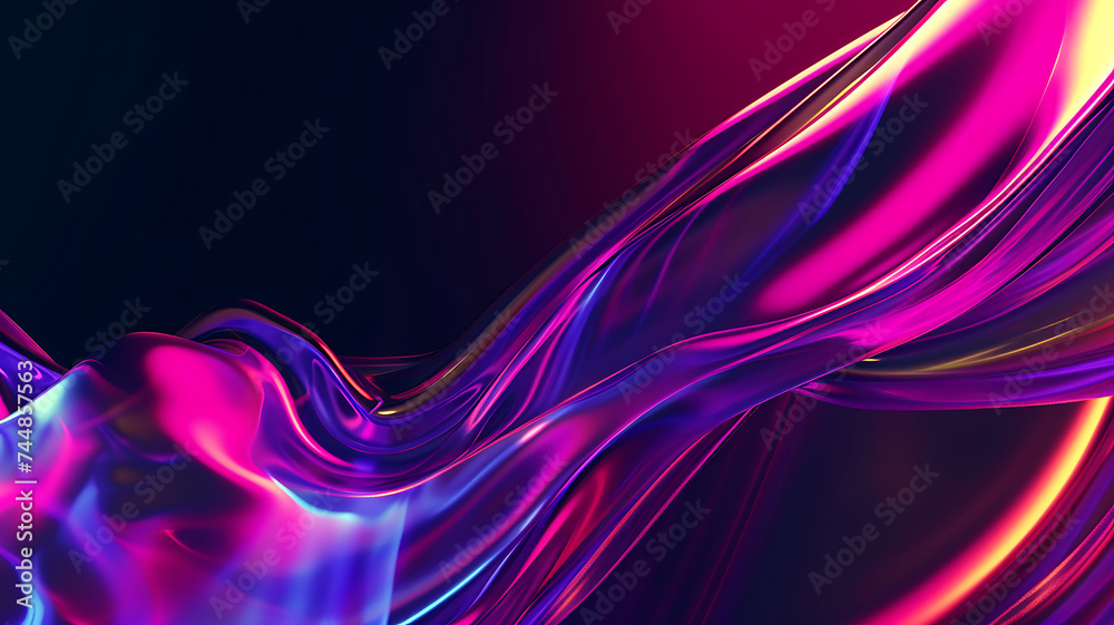 3d rendered abstract holographic Liquid Gradient Colorful Background - obrazy, fototapety, plakaty 