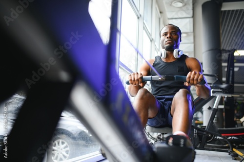 African American man working out in the gym.
