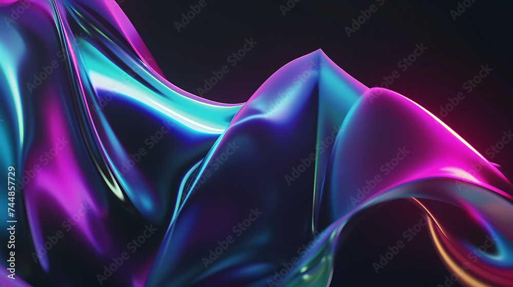 3d rendered abstract holographic Liquid Gradient Colorful Background - obrazy, fototapety, plakaty 