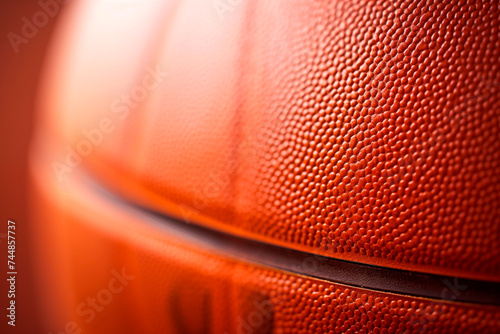 Close-up of a basketball's textured surface, highlighting the seams and tactile grip, embodying the essence of the sport.   © EricMiguel