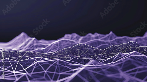 3d rendered abstract Wavy Surface Grid Background. Perspective view of Technology style illustration.