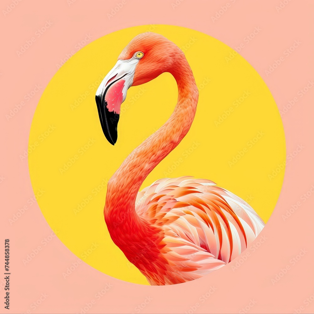 Fototapeta premium a flamingo with a yellow circle