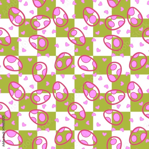 Abstract checkered Easter eggs seamless retro pattern for wrapping paper and fabrics print and party accessories