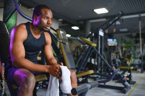 Black African American young man at the gym