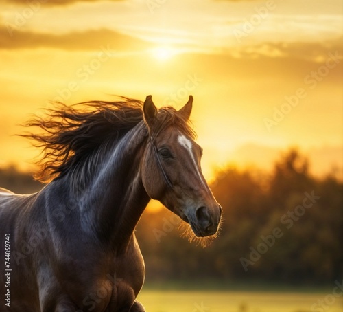  Beautiful horse in a field at dawn © Владимир Коврижник