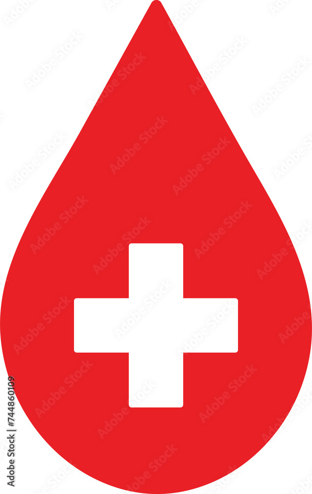 red blood drop icon with white medical cross symbol, donor concept red blood drop icon with white medical cross symbol, donor concept