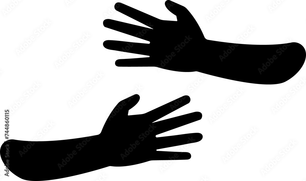 hugging hands black silhouette, support and care concept hugging hands black silhouette, support and care concept