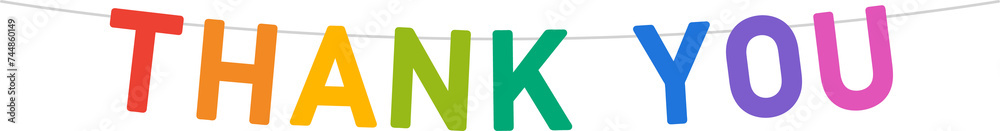 Thank You banner, big colorful letters hanging on a string Thank You banner, big colorful letters hanging on a string