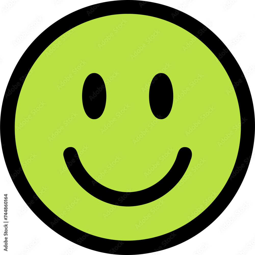 Fototapeta premium smiley face button, light green circle icon with black outline