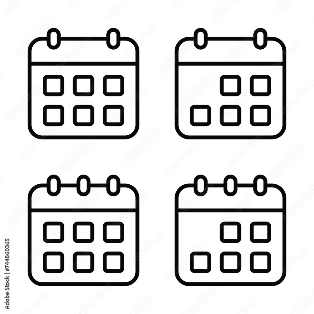 Calendar, date icon vector in line style Calendar, date icon vector in line style