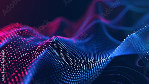 Wave of interlacing points and lines. Abstract background. Technological style. Big data. 3d rendering.