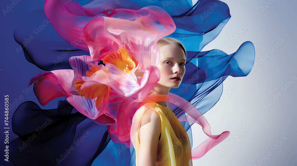 Fototapeta premium Creative portrait of a woman with flowers