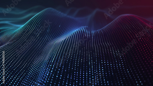 Wave of interlacing points and lines. Abstract background. Technological style. Big data. 3d rendering.
