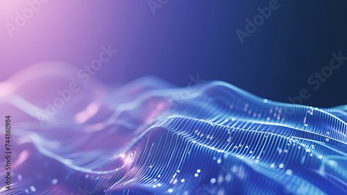 Wave of interlacing points and lines. Abstract background. Technological style. Big data. 3d rendering.