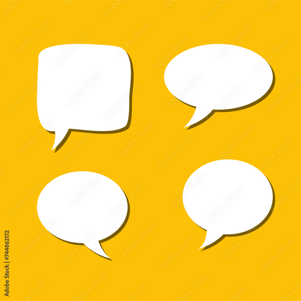 Set of white speech bubble with shadow isolated backgroud. space for text. abstract blank area for rill text of font. Set of white speech bubble with shadow isolated backgroud. space for text. abstract blank area for rill text of font.