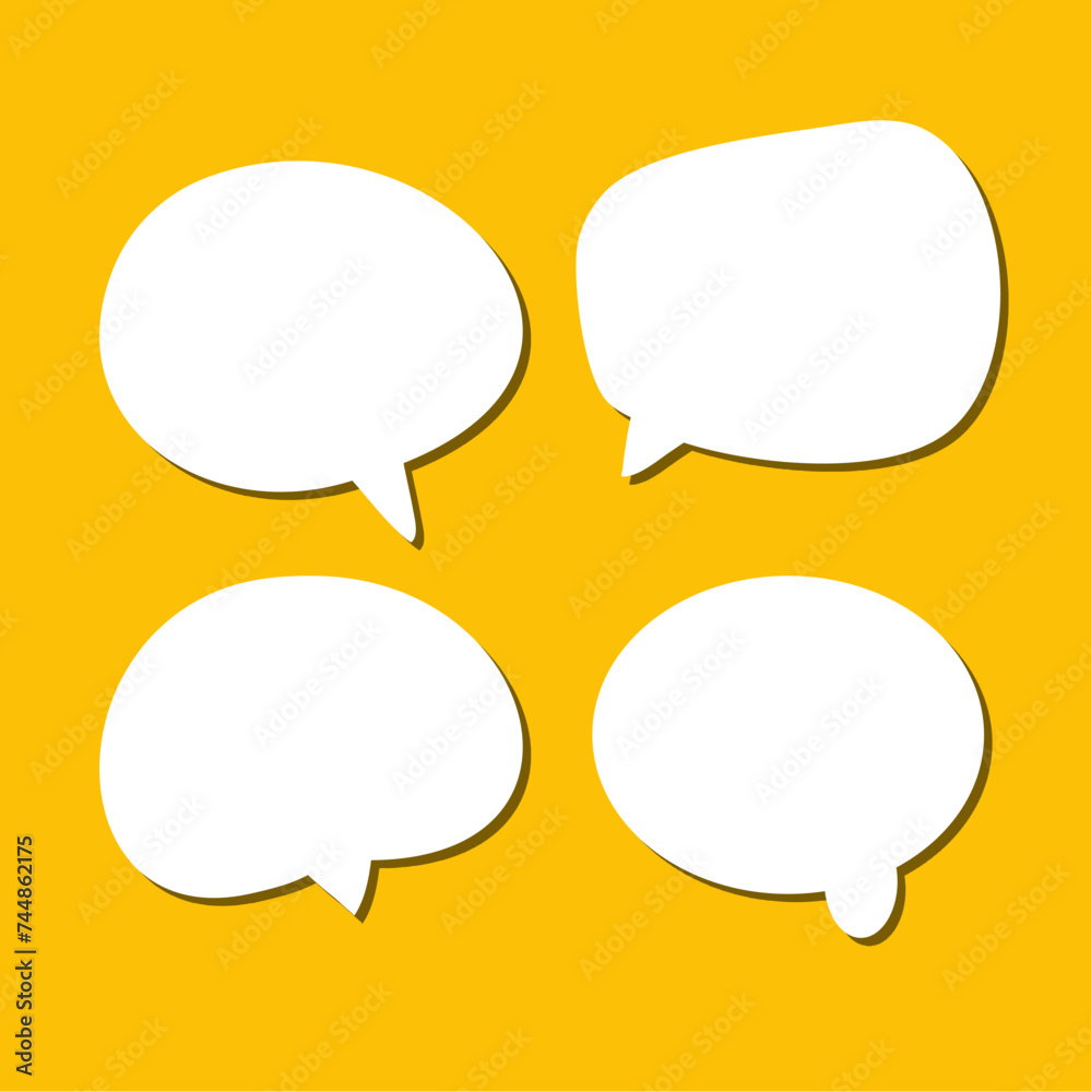 Set of white speech bubble with shadow isolated backgroud. space for text. abstract blank area for rill text of font. Set of white speech bubble with shadow isolated backgroud. space for text. abstract blank area for rill text of font.