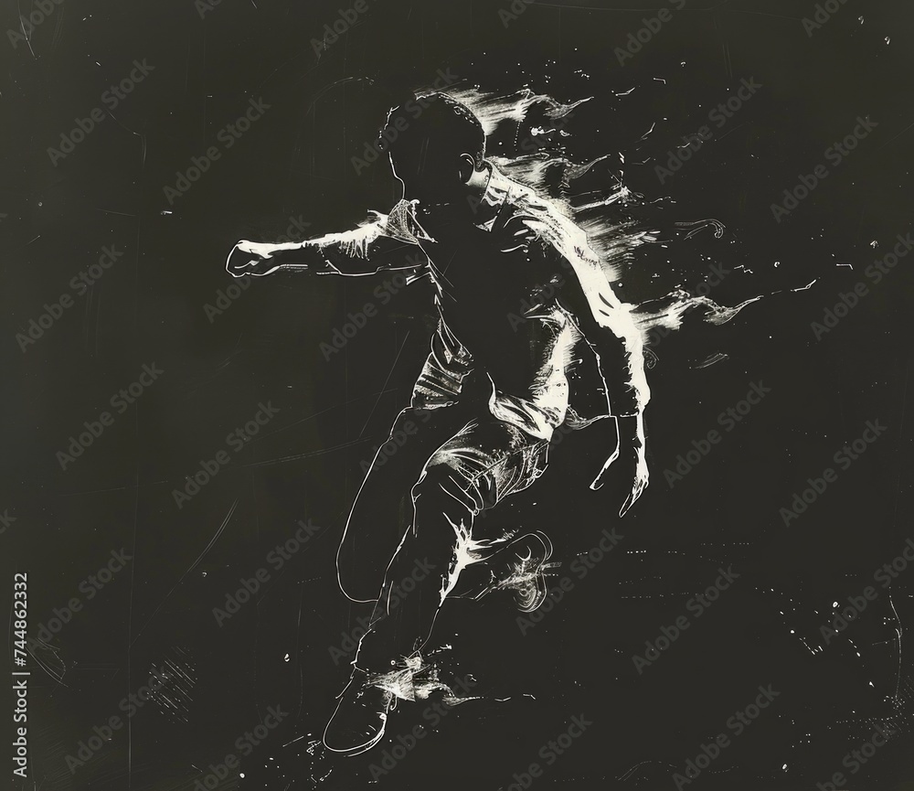 silhouette of a man jumping, fitness and strength concept silhouette of a man jumping, fitness and strength concept