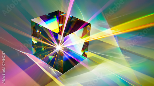 3d rendered abstract solid glass cube