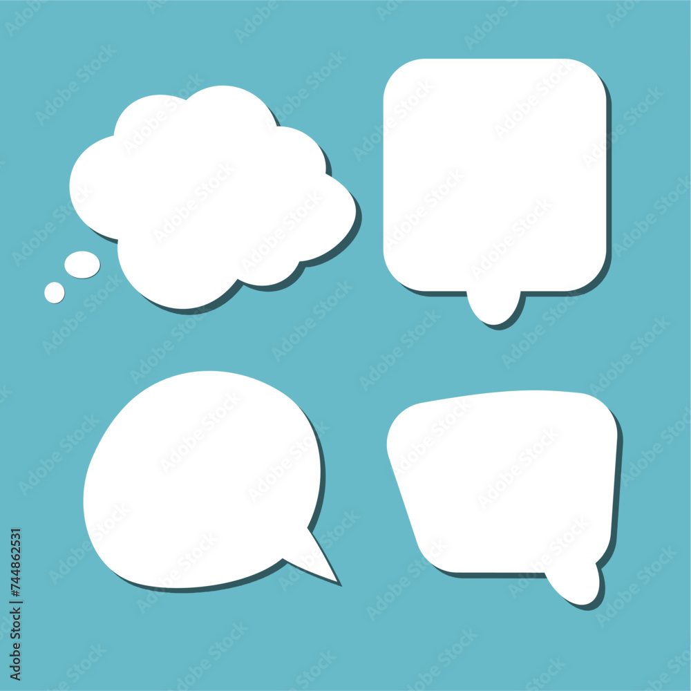 Set of white speech bubble with shadow isolated backgroud. space for text. abstract blank area for rill text of font. Set of white speech bubble with shadow isolated backgroud. space for text. abstract blank area for rill text of font.