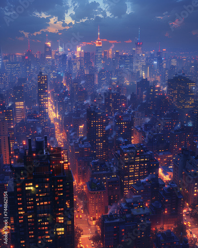 city skyline at night photo