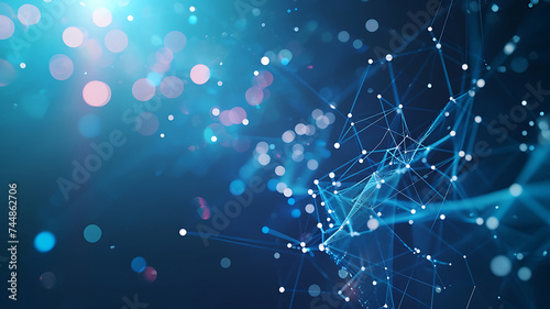 Wave of interlacing points and lines. Abstract background. Technological style. Big data. 3d rendering.